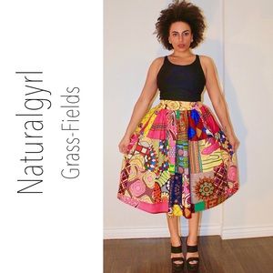 African Print Folabi Patchwork Midi Skirt